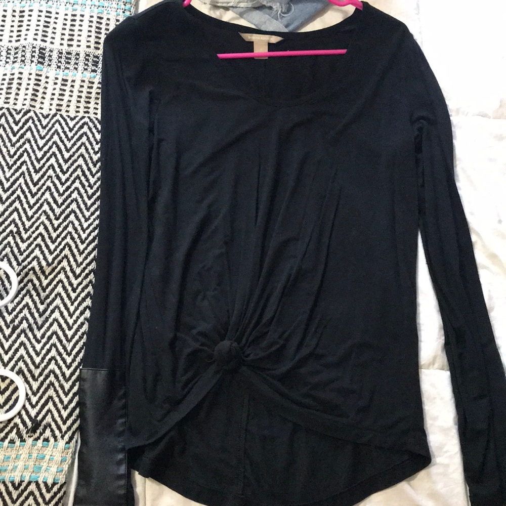 NWOT banana republic top w leather sleeve